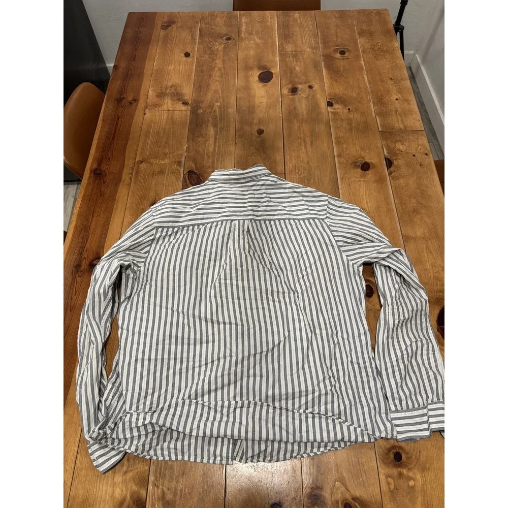 Timberland Men's XXL Classic Fit Long Sleeve Striped Button-Down Shirt White